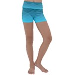 Aqua Blue and Teal Color Diamonds Kids  Lightweight Velour Yoga Shorts