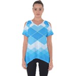 Light Blue and White Color Diamonds Cut Out Side Drop Tee