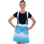 Light Blue and White Color Diamonds Velvet Suspender Skater Skirt