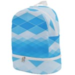 Light Blue and White Color Diamonds Zip Bottom Backpack