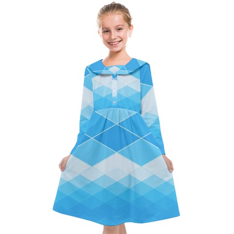 Light Blue and White Color Diamonds Kids  Midi Sailor Dress from ArtsNow.com