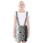 Black and White Abstract Stripes Braces Suspender Skirt