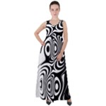 Black and White Abstract Stripes Empire Waist Velour Maxi Dress