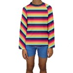 Contrast Rainbow Stripes Kids  Long Sleeve Swimwear