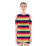 Contrast Rainbow Stripes Shoulder Cutout One Piece Dress