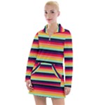 Contrast Rainbow Stripes Women s Long Sleeve Casual Dress