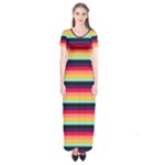 Contrast Rainbow Stripes Short Sleeve Maxi Dress