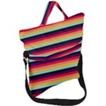 Contrast Rainbow Stripes Fold Over Handle Tote Bag