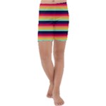 Contrast Rainbow Stripes Kids  Lightweight Velour Capri Yoga Leggings