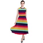 Contrast Rainbow Stripes Round Neck Boho Dress