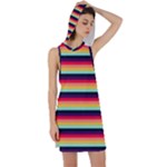 Contrast Rainbow Stripes Racer Back Hoodie Dress