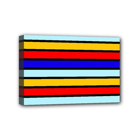 Red And Blue Contrast Yellow Stripes Mini Canvas 6  x 4  (Stretched) from ArtsNow.com