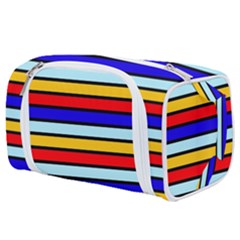 Red And Blue Contrast Yellow Stripes Toiletries Pouch from ArtsNow.com