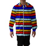 Red And Blue Contrast Yellow Stripes Kids  Hooded Windbreaker