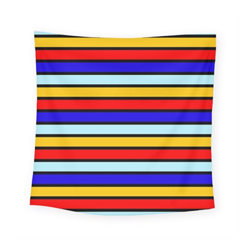 Red And Blue Contrast Yellow Stripes Square Tapestry (Small) from ArtsNow.com