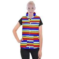 Red And Blue Contrast Yellow Stripes Women s Button Up Vest from ArtsNow.com