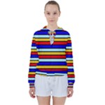Red And Blue Contrast Yellow Stripes Women s Tie Up Sweat