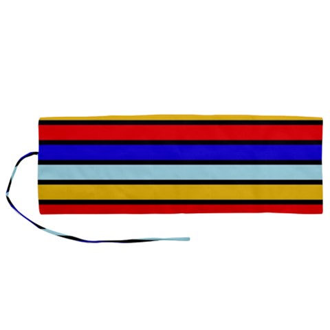 Red And Blue Contrast Yellow Stripes Roll Up Canvas Pencil Holder (M) from ArtsNow.com