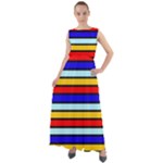 Red And Blue Contrast Yellow Stripes Chiffon Mesh Boho Maxi Dress