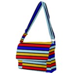 Red And Blue Contrast Yellow Stripes Full Print Messenger Bag (L)