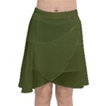 Army Green Solid Color Chiffon Wrap Front Skirt