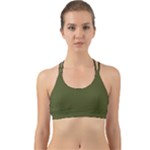 Army Green Solid Color Back Web Sports Bra