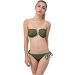 Army Green Solid Color Twist Bandeau Bikini Set