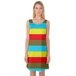 Multicolor With Black Lines Sleeveless Satin Nightdress