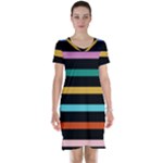 Colorful Mime Black Stripes Short Sleeve Nightdress