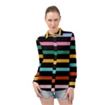 Colorful Mime Black Stripes Long Sleeve Chiffon Shirt