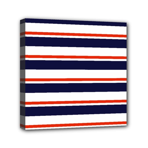 Red With Blue Stripes Mini Canvas 6  x 6  (Stretched) from ArtsNow.com