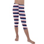 Red With Blue Stripes Kids  Lightweight Velour Capri Leggings 