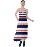 Red With Blue Stripes Tie Back Maxi Dress