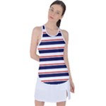 Red With Blue Stripes Racer Back Mesh Tank Top