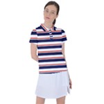 Red With Blue Stripes Women s Polo Tee