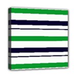 Green With Blue Stripes Mini Canvas 8  x 8  (Stretched)
