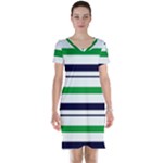 Green With Blue Stripes Short Sleeve Nightdress