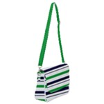 Green With Blue Stripes Shoulder Bag with Back Zipper
