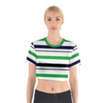 Green With Blue Stripes Cotton Crop Top