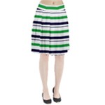 Green With Blue Stripes Pleated Skirt