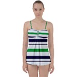 Green With Blue Stripes Babydoll Tankini Set