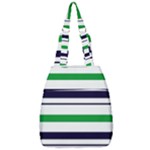 Green With Blue Stripes Center Zip Backpack