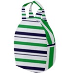 Green With Blue Stripes Travel Backpacks