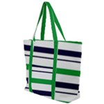 Green With Blue Stripes Zip Up Canvas Bag