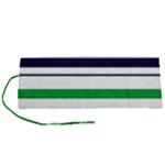 Green With Blue Stripes Roll Up Canvas Pencil Holder (S)