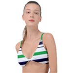 Green With Blue Stripes Knot Up Bikini Top