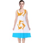 Flag of Anguilla, 1967-1969) V-Neck Midi Sleeveless Dress 