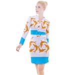 Flag of Anguilla, 1967-1969) Button Long Sleeve Dress