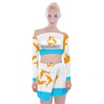 Flag of Anguilla, 1967-1969) Off Shoulder Top with Mini Skirt Set