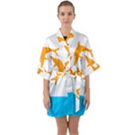 Flag of Anguilla, 1967-1969) Half Sleeve Satin Kimono 